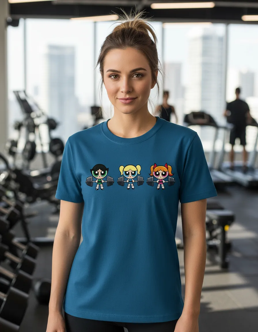 camiseta feminina super poderosas fitness em algodão